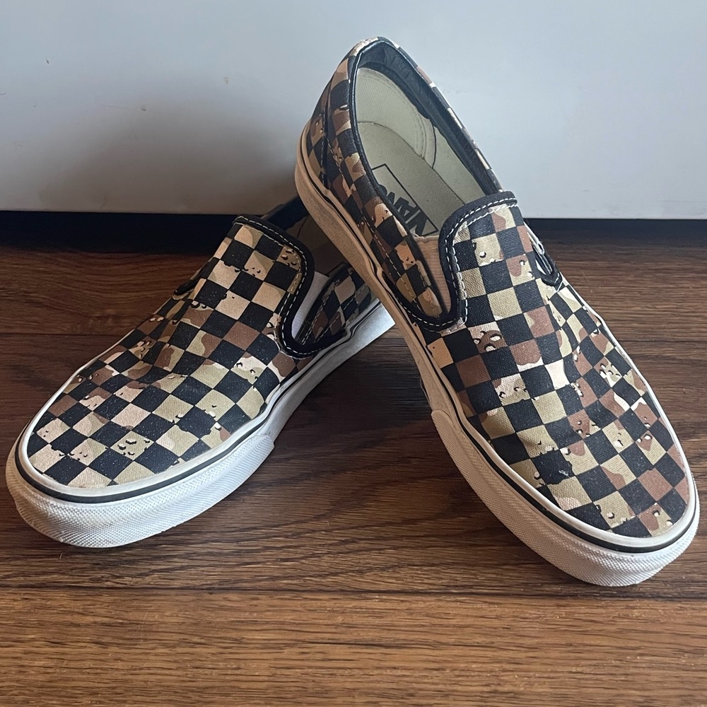 Vans | Classic Slip-On Shoes, Checkered Camo, Size 7.5/9